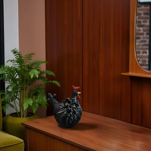 Miniatura 9 de Escultura decorativa de gallo para jardín (gallina negra)