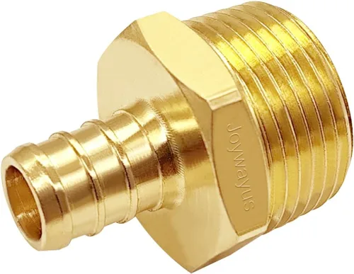 Miniatura 3 de Joywayus Acoplamiento de tubería PEX de latón, adaptador de montaje de tubería macho NPT de 1/2" PEX x 3/4" (paquete de 5)