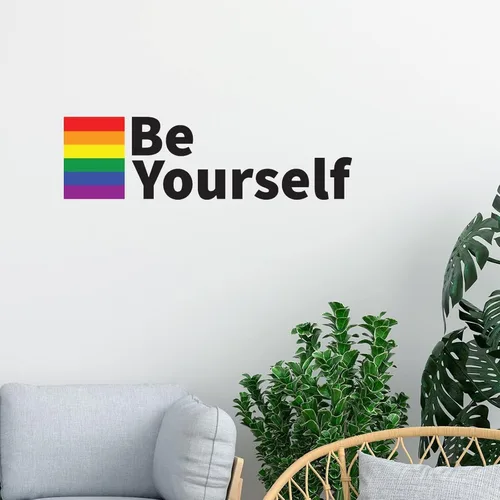 Miniatura 4 de Calcomanía de pared de Orgullo Gay LGBT Mismo-Sexo Gay removible, calcomanía de vinilo extraíble Be Yourself LGBTQ, murales artísticos de pared