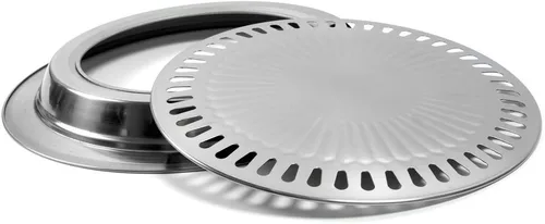 Miniatura 9 de Sartén coreana para barbacoa para estufa, sartén redonda de acero inoxidable de 11.81 x 1.1 pulgadas, placa de parrilla de campamento