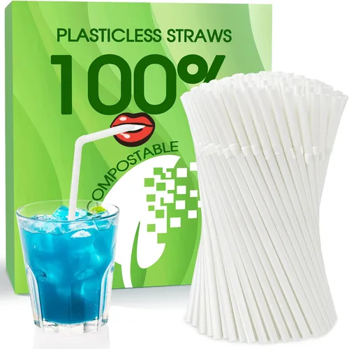 Miniatura 9 de 100 popotes desechables de ácido poliláctico sin plástico, pajitas biodegradables a base de plantas de maíz, sin BPA, compostables, pajitas