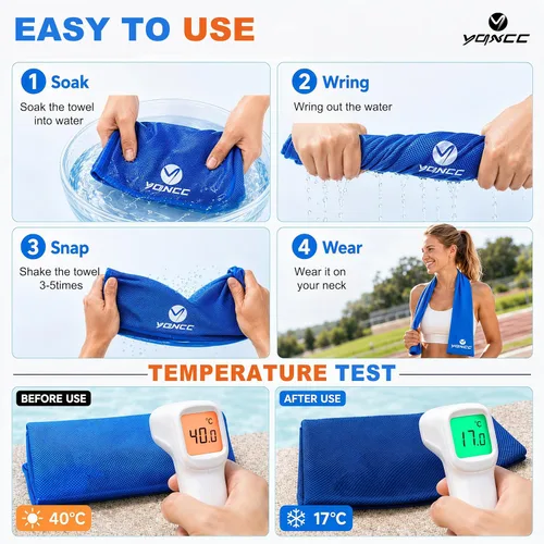 Miniatura 3 de YQXCC Paquete de 4 toallas refrescantes de 40 x 12 pulgadas, toallas de hielo frescas para cuello y cara, trapos de microfibra suaves
