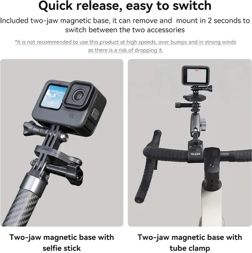 Miniatura 4 de TELESIN 360 - Soporte magnético en el pecho con correa para el cuello y base de adaptador de trípode de liberación rápida para GoPro 1211 10 9 8 7