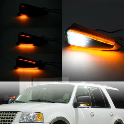 Miniatura 2 de Luces intermitentes de espejo lateral LED secuencial para F'ord Expedition Lincoln Navigator 2003-2006, lente ahumada, espejo ámbar, indicador
