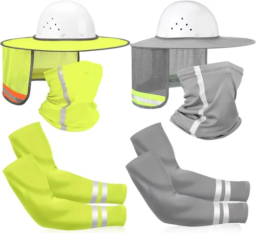 Miniatura 12 de SATINIOR 8 unidades de sombrero duro de ala completa para el sol, protección solar, protección para el cuello, polaina para el cuello, bufanda Gris