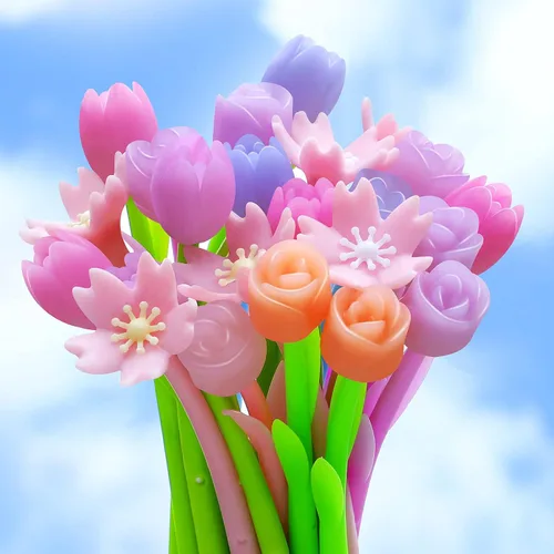 Miniatura 8 de Tenare 18 bolígrafos de flores que cambian de color, bolígrafos de tinta de gel coloridos, bolígrafos de rosa para la escuela, hogar, oficina