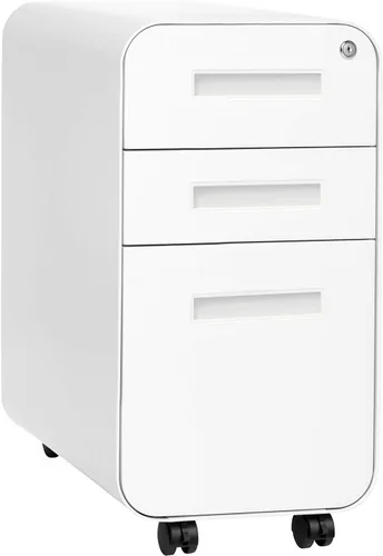 Miniatura 15 de Laura Davidson Furniture Stockpile Archivador móvil delgado de 3 cajones con cerradura - Archivador de metal para debajo del escritorio, carpetas