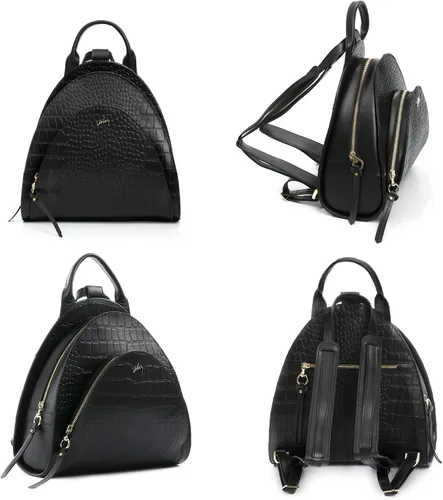 Miniatura 7 de VELEZ Mini mochila de cuero de grano completo + pequeña cartera negra para mujer