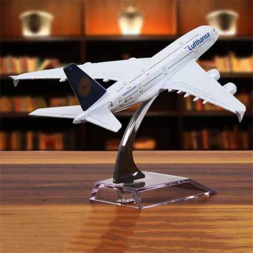 Miniatura 2 de TECKEEN 16 * 10 * 9CM A380 alemán Lufthansa avión avión, modelo de metal fundido a presión modelo de avión
