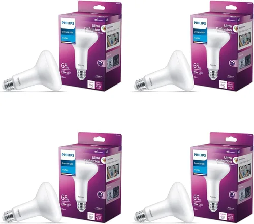 Miniatura 11 de PHILIPS Bombilla LED 65W BR30 Paquete de 4 Ultra Definición (2200K) 650 Lúmenes (7.5W = 65W) Bombillas regulables esmeriladas libres de parpadeo