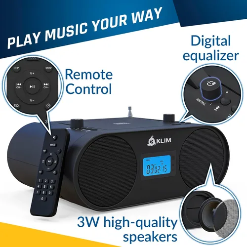 Miniatura 6 de KLIM Boombox B4 Reproductor de CD Sistema de Audio Portátil - Nuevo - Radio AM/FM con Reproductor de CD MP3 Bluetooth AUX USB - Batería Recargable