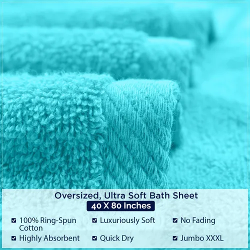 Miniatura 65 de DAN RIVER Paquete de 2 sábanas de baño de 35x70 pulgadas, sábanas de baño jumbo acanaladas para adultos, toallas grandes gruesas y absorbentes