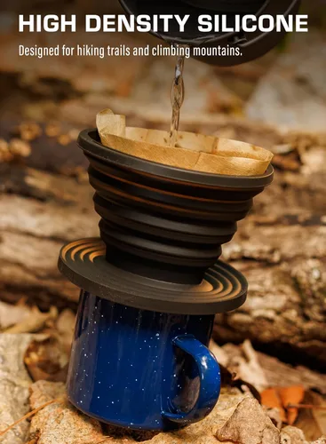 Miniatura 8 de COLETTI Sierra Camping Gotero de Café Pour Over — Gotero de Café Pour Over Plegable — Incluye Paquete de Filtros de Papel [Negro, Paquete de 1]