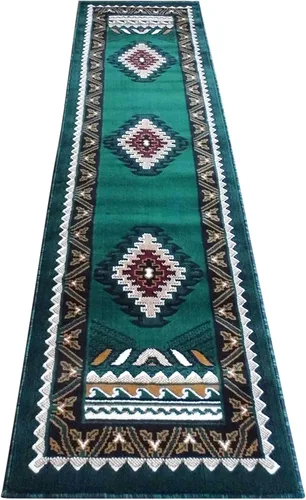 Miniatura 3 de Flash Furniture Ventana Collection - Alfombra decorativa del suroeste, alfombra de olefinas verde cazador de pelo bajo, alfombra de área de 2 x 7
