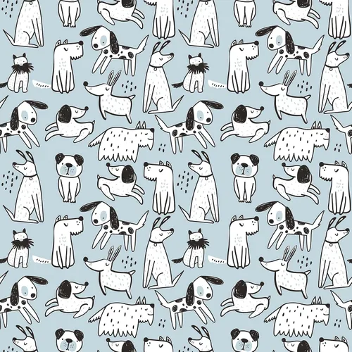 CRE8TIVE Papel tapiz de 24 x 118 pulgadas para perros pequeños, papel tapiz de pelar y pegar, papel tapiz azul y blanco de animales de cachorro,
