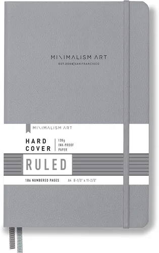 Miniatura 20 de Minimalism Art, Premium Hard Cover Notebook Journal, X-Large Size, Master A4 8.3" x 11.4", 186 Numbered Pages, Gusseted Pocket, Ribbon Bookmark