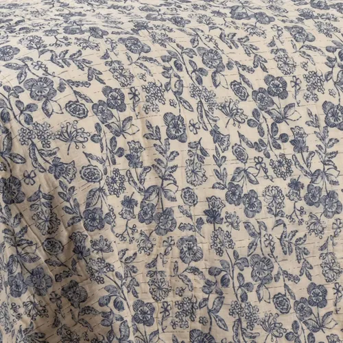 Miniatura 4 de Piper Classics Doylestown - Falda de cama floral tamaño individual con caída de 16", volante fruncido azul y crema, estilo casa de campo, decoración