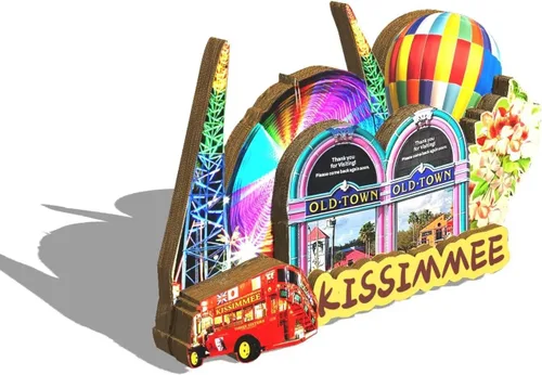 Miniatura 2 de Imán de Kissimmee para nevera de madera 3D, monumentos de viaje, coleccionables, recuerdos, decoración hecha a mano