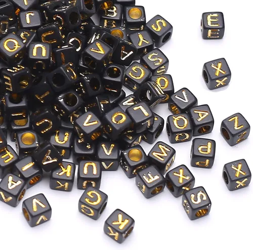 Miniatura 5 de 1000 piezas de cuentas cuadradas luminosas con letras, cuentas de cubo que brillan en la oscuridad, cuentas de letras luminosas acrílicas, cuentas