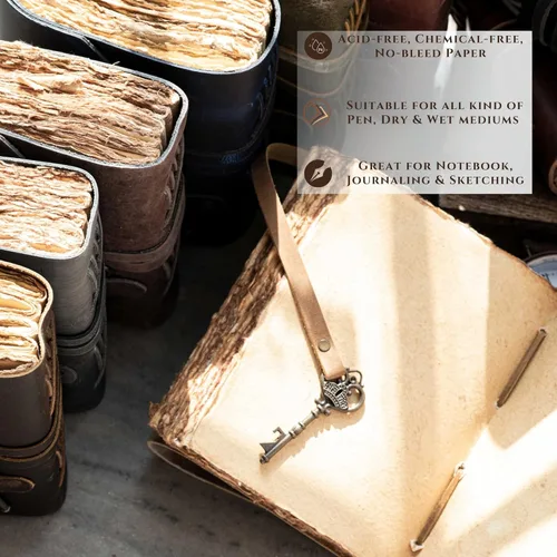 Miniatura 4 de Diario de Cuero de LEATHER VILLAGE – 200 Páginas de Papel Antiguo con Bordes Recortados Hechas a Mano – Diario Encuadernado en Cuero para Mujeres