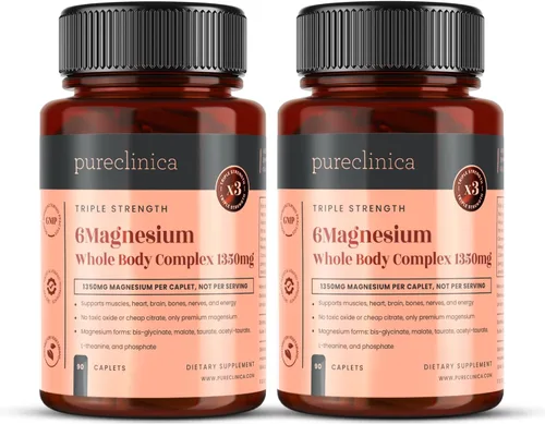 Miniatura 9 de Complejo de magnesio de doble fuerza para todo el cuerpo 1350 mg x 90 comprimidos - 247 mg de magnesio elemental - 6 formas superiores para soporte
