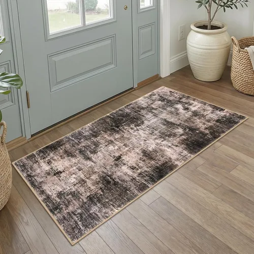Miniatura 30 de IOHOUZE Alfombra pequeña abstracta de 2 x 3 pies, alfombra de entrada lavable para entrada interior, alfombras con respaldo de goma, alfombra gris