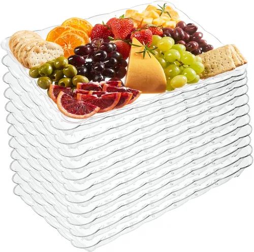 Miniatura 26 de Plasticpro - Bandejas de plástico para servir, rectangulares, 9 x 13 pulgadas, plato desechable para fiesta, incluye 4 bandejas Transparente