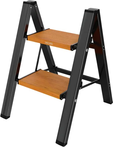 Miniatura 15 de WOA WOA Escalera de 6 peldaños, escaleras plegables ligeras con peldaños anchos, escalera delgada para espacios estrechos, escalera alta para techos