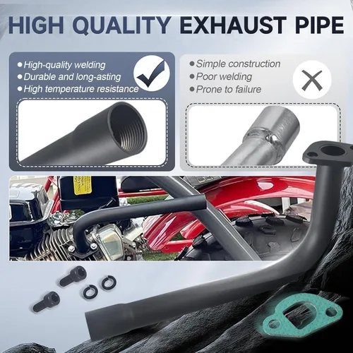 Miniatura 3 de Tubo de escape mejorado con rosca hembra para Predator 212cc 196cc Go Kart y Mini Bike, para Coleman Powersports CT200U, CT200U-EX, BT200X Negro