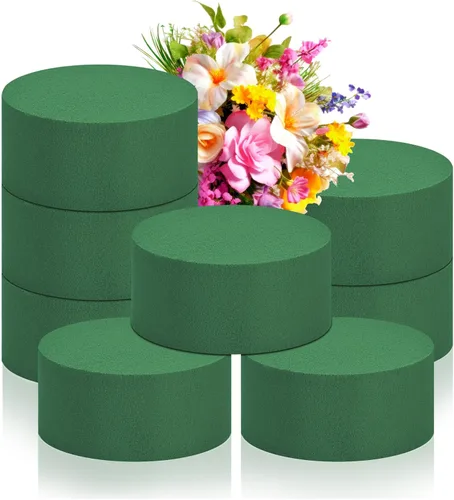 6 bloques de espuma florales redondos de 3.8 pulgadas, espuma de flores verdes húmedas y secas para flores frescas y artificiales, boda,