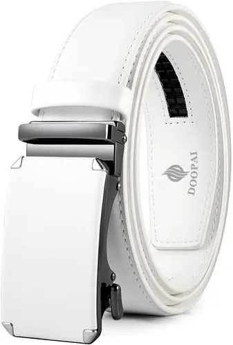 DOOPAI Cinturón para Hombre, Cinturón de Trinquete Elegante Ajustable de 1 38 Pulgadas de Cuero Genuino de Diseñador, el TamañoLongitud se Puede
