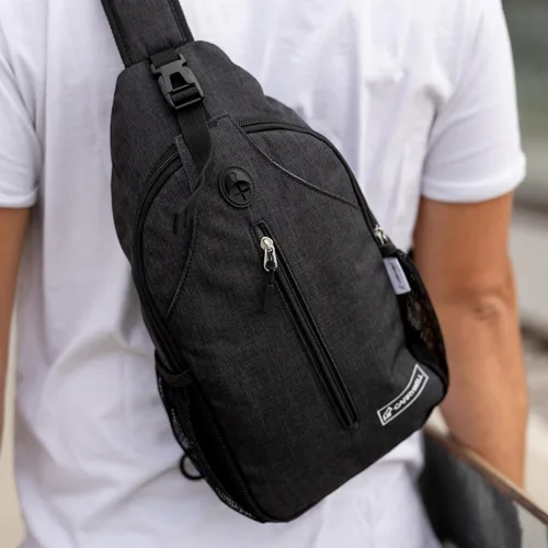 Miniatura 7 de Carrywell Mochila cruzada (no fabricada en China), mochila pequeña para viajes, senderismo, bolsa de pecho antirrobo, ligera Negro