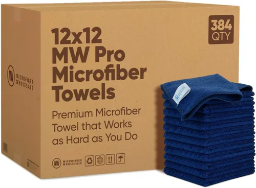 Miniatura 9 de MW Pro Bulk Paños de limpieza de microfibra al por mayor Amarillo - Caja: cantidad 384 Tamaño 12" x 12" Toallas de microfibra premium