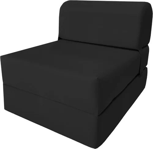 D&D Futon Furniture. Silla plegable de espuma, sofá de estudio, colchón de espuma plegable para invitados (6 x 24 x 70 pulgadas, negro)