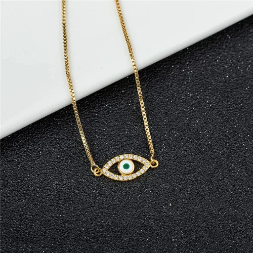 Miniatura 5 de Pulsera delicada chapada en oro real de 14 quilates para mujeres y hombres eslabones de cadena de oro ajustable con eslabones de ojo malvado Hamsa