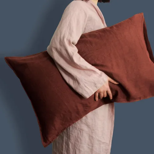 Miniatura 36 de Linen World - Juego de 2 fundas de almohada de lino, 20 x 30 pulgadas, tamaño estándar/Queen, fundas de almohada 100% lino natural francés, fundas