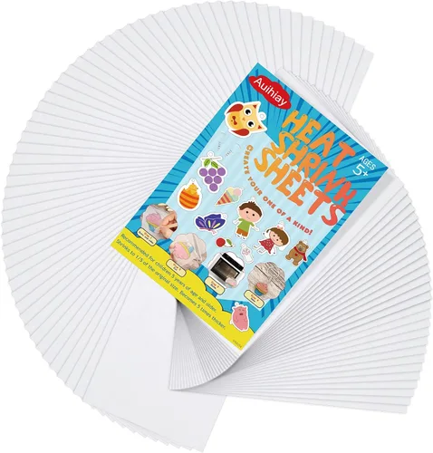 Auihiay 100 mini hojas de plástico retráctiles para niños, papel de película retráctil lijada, manualidades creativas para niños y principiantes,