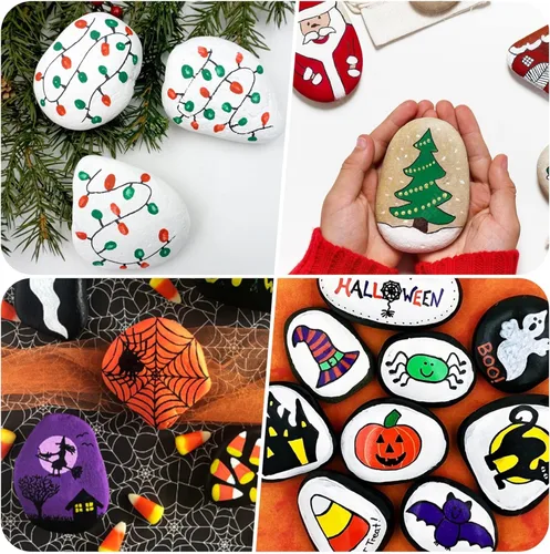 Miniatura 6 de Rocas de río para pintar 15 piezas, rocas grandes de 2 a 3 pulgadas, piedras planas y lisas para pintar, rocas artesanales para pintar