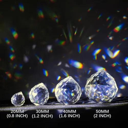 Miniatura 8 de Crystalsuncatcher - Lámpara colgante de bola de cristal transparente de 0.78 pulgadas (0.787 in) para árbol de Navidad, colgante de gota para árbol