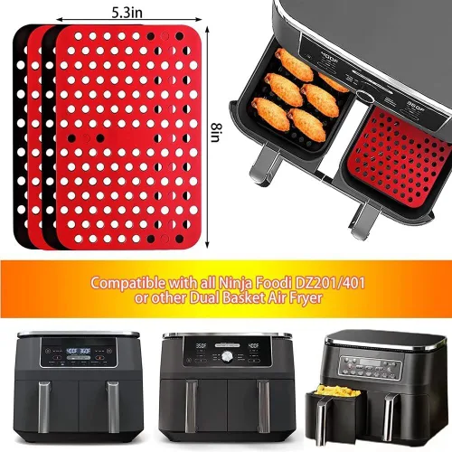 Miniatura 2 de Forros reutilizables de silicona para freidora de aire Ninja Foodi Dual DZ201, accesorios antiadherentes para freidora de aire, papel pergamino