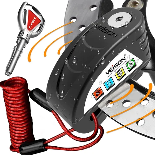 Cerraduras de motocicleta sistema de alarma antirrobo de 130 db, candado de disco candado de rueda resistente antirrobo, candado de seguridad