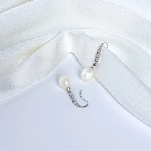 Miniatura 3 de 925 Sterling Silver Elegant Dangle Freshwater Pearl Earrings for Women - AKOCIDY