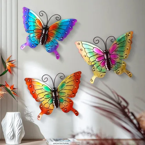 Miniatura 12 de 2 piezas de mariposas de metal para valla de patio, decoración de jardín, mariposa grande de 14 pulgadas para patio al aire libre, patio, balcón