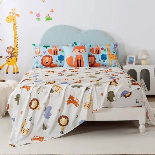 Miniatura 5 de lishjekee Juego de edredón de 6 piezas con diseño de animales de la selva para niños, juego de ropa de cama en una bolsa para niños y niñas