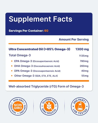 Miniatura 6 de Aceite de Pescado Omegavia pharma-grade, inodoro/sin eructos. 0.03 onzas Omega-3, Alta Omega-3 por píldora., 60
