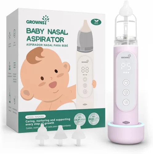 Miniatura 9 de GROWNSY Aspirador Nasal para Bebé, Succionador de Nariz para Bebé con 5 Niveles de Succión Mejorados, Succión Nasal Eléctrica IPX7 Impermeable