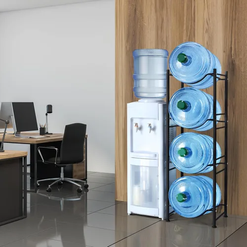 Miniatura 6 de SEHERTIWY Estante enfriador de agua de 5 galones, estante de almacenamiento de botellas de agua desmontable de 4 niveles, organización de botellas