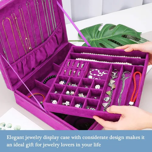 Miniatura 7 de ProCase Joyero organizador para mujeres y niñas dos capas de almacenamiento de joyería para collares aretes pulseras anillos relojes opción