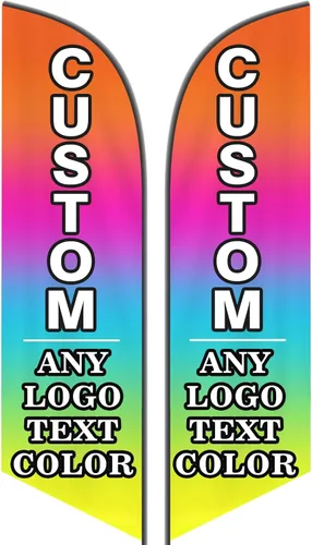 Banderas de pluma personalizadas para publicidad con kit de asta, letrero de bandera abierta personalizada de doble cara con logotipo para