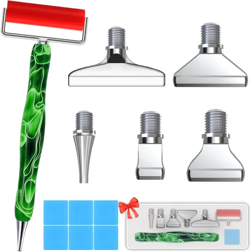 Miniatura 15 de Heyseri Juego de 14 piezas de herramientas y accesorios para bolígrafo de pintura de diamantes, exquisitas puntas de bolígrafo de metal de acero